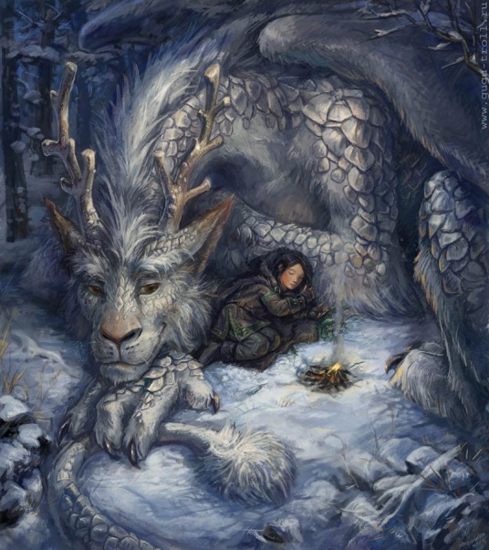 Dragons Snow-dragon-woman-digital-fantasy-art-by-eyu-letsana-800x900